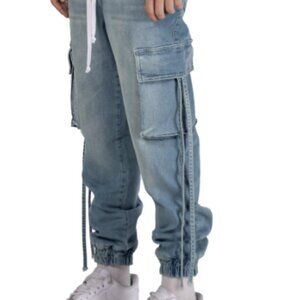 Reputation Studios Denim Cargo Joggers – Size L